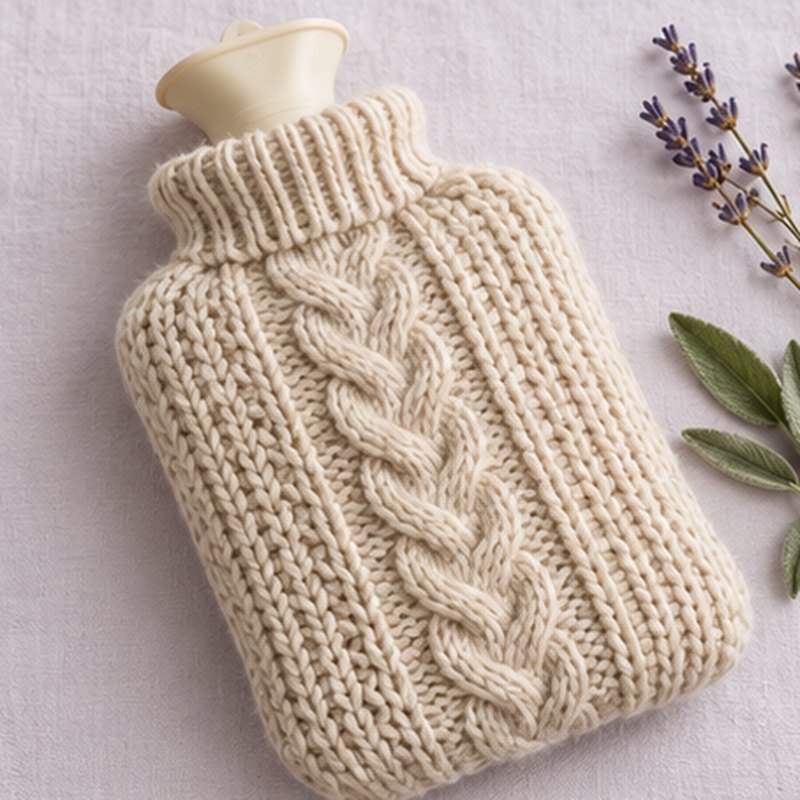 Bolsa de agua caliente con funda de lana