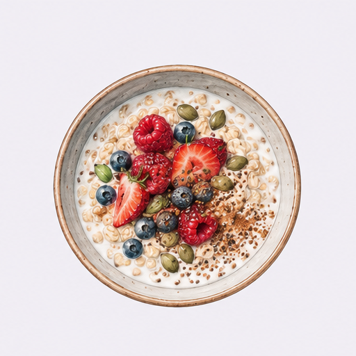 Bol de avena con kéfir y frutos rojos