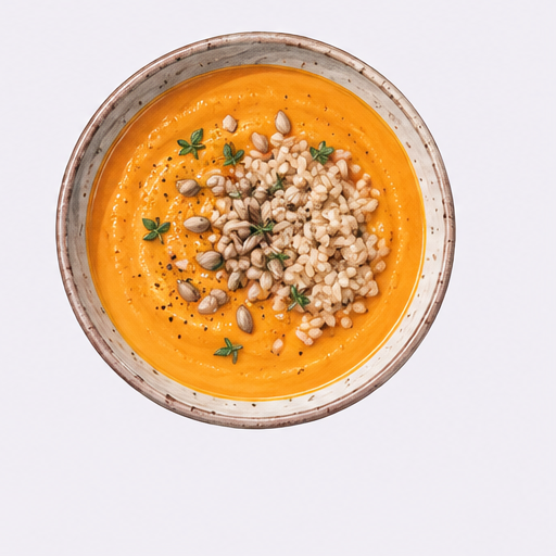 Crema de calabaza con arroz integral